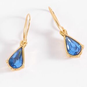 18K gold plated Teardrop Earrings with Swarovski crystals in royal blue BNIB